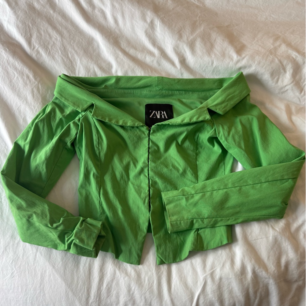 Zara off the shoulder green top